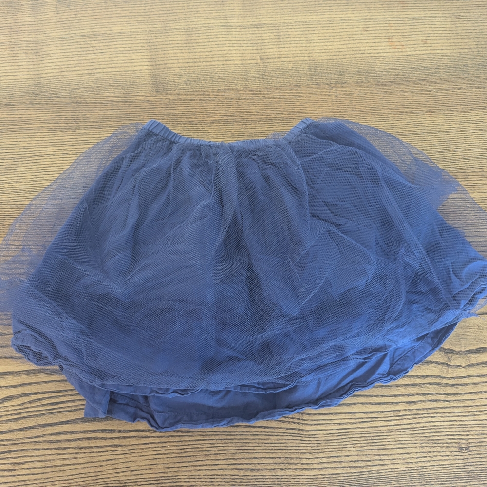 EUC mini boden girls 5-6 years blue tulle chiffon tutu elastic waist skirt lined